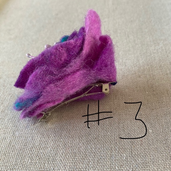 🐑 Hand Felted Floral Metal Barrettes Variety of Blooms to Choose Made From… - Picture 8 of 15